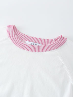 Side Print Sweater- White/Pink