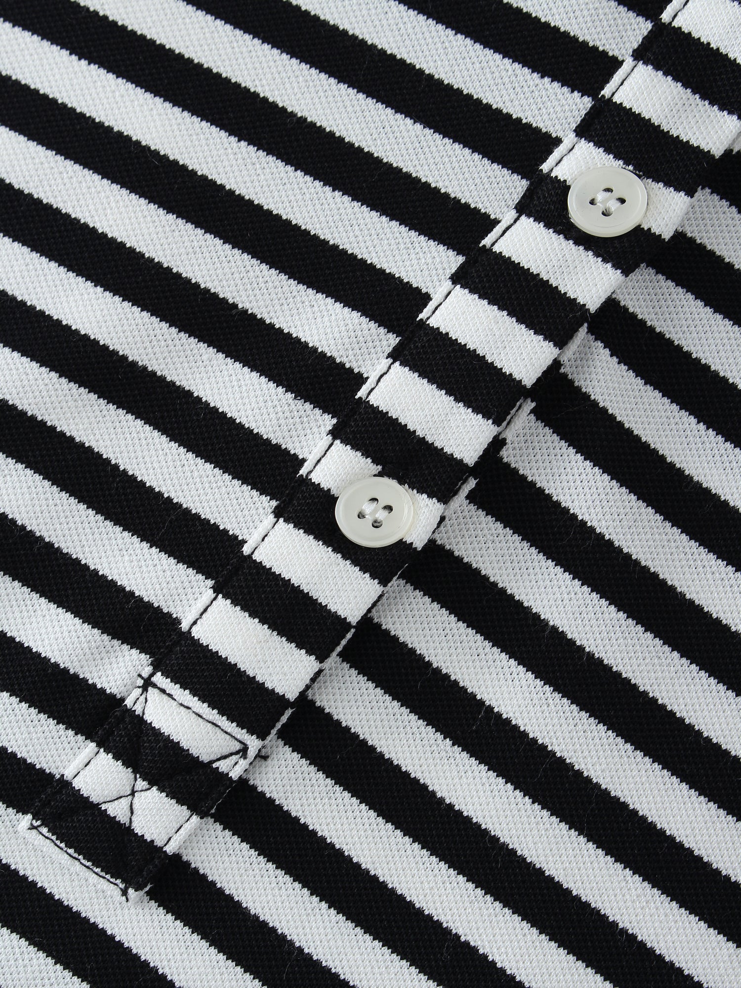 Striped Collar Tee-Black/White