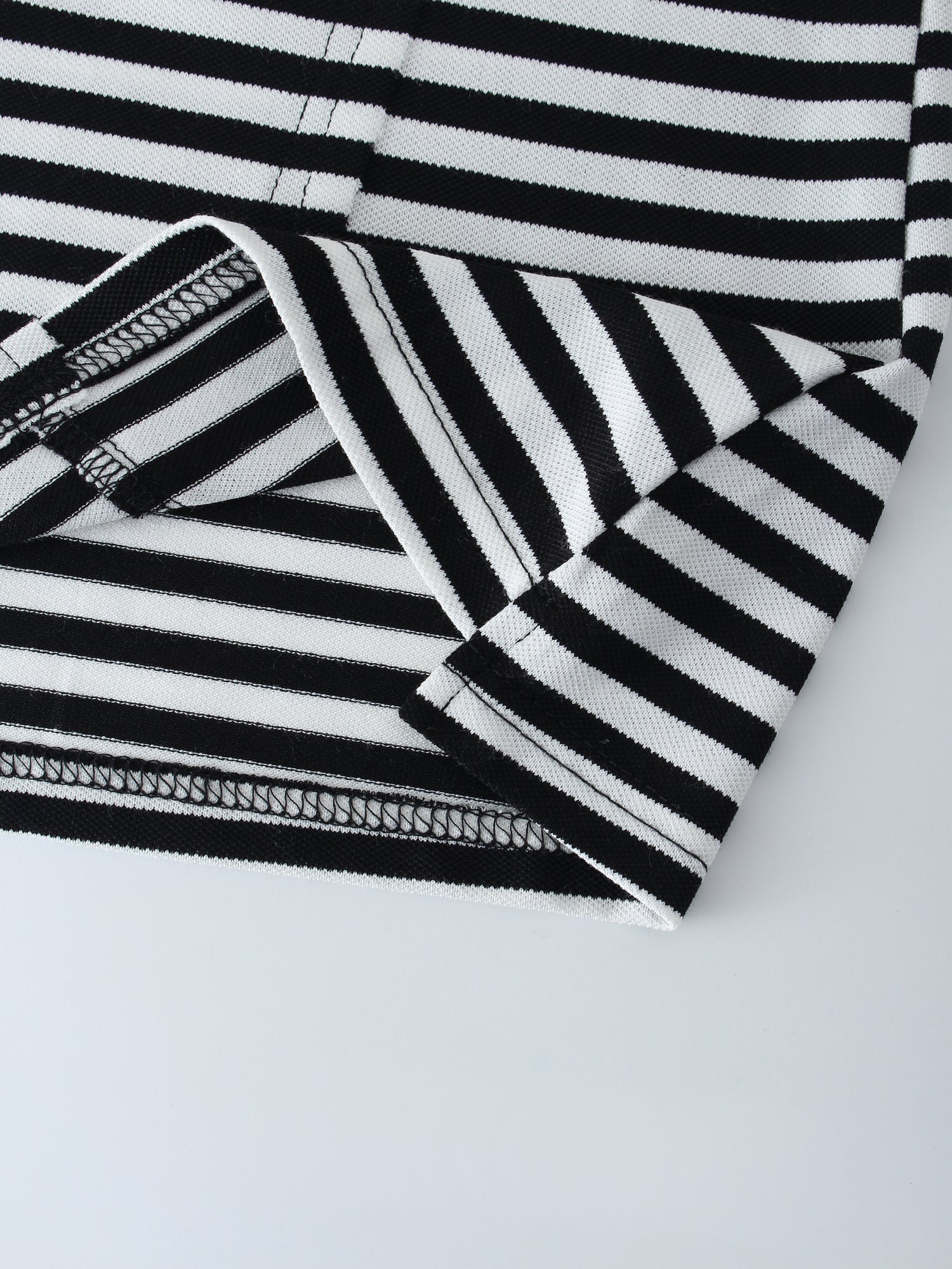 Striped Collar Tee-Black/White