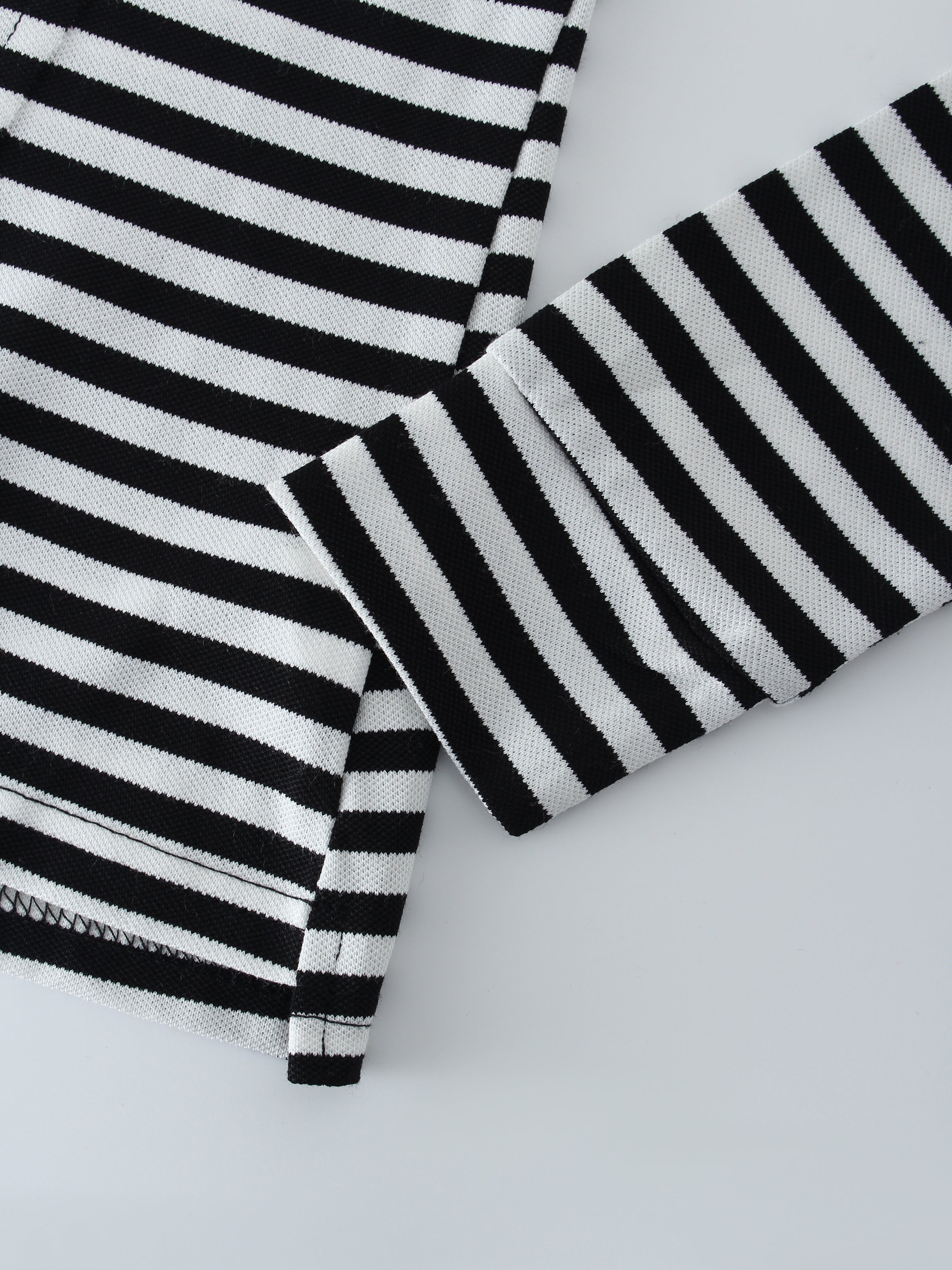 Striped Collar Tee-Black/White