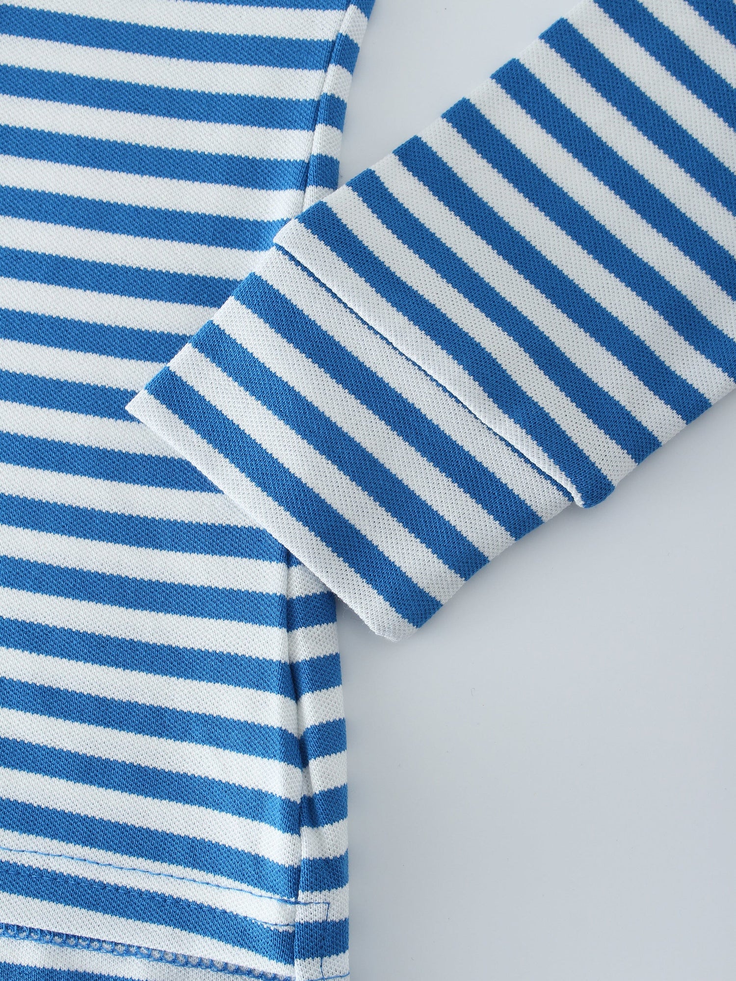 Striped Collar Tee-Blue/White