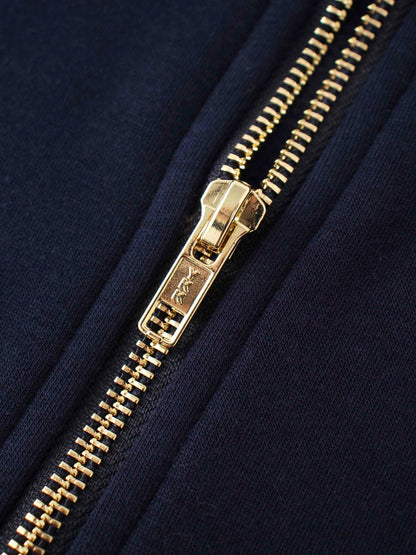 Zip Up Bomber Sweatshirt-Navy