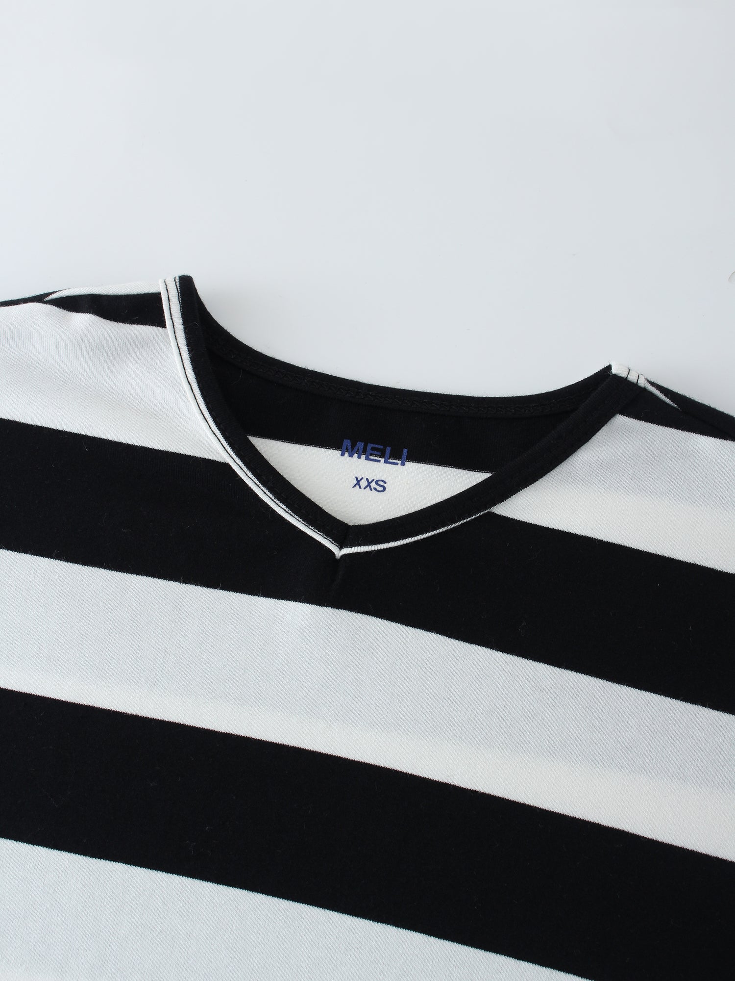 Striped Dolman V Neck-Black/White