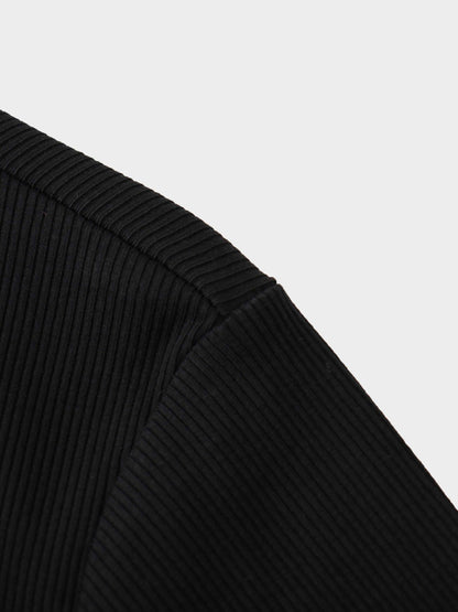 Ribbed Layering Dress-Black