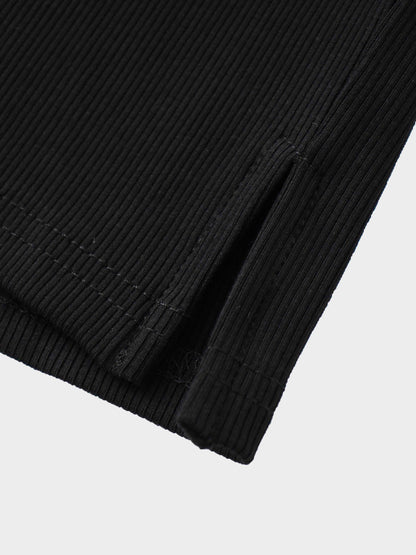 Ribbed Layering Dress-Black