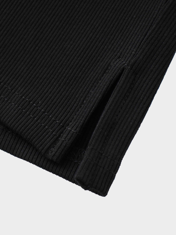 Ribbed Layering Dress-Black