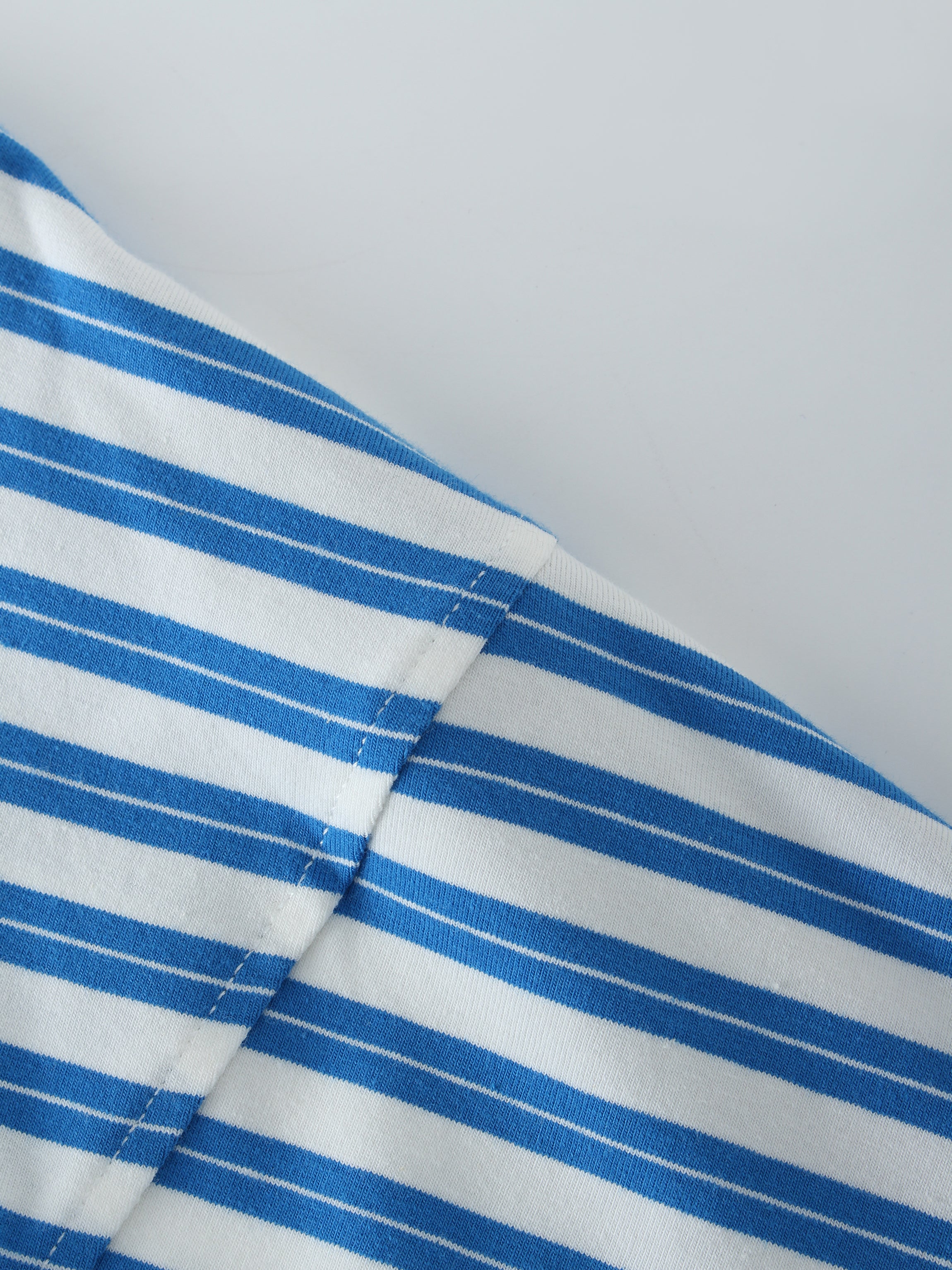 Striped Boxy Tee-Blue/White