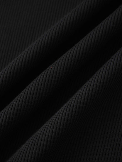Ribbed Layering Dress-Black
