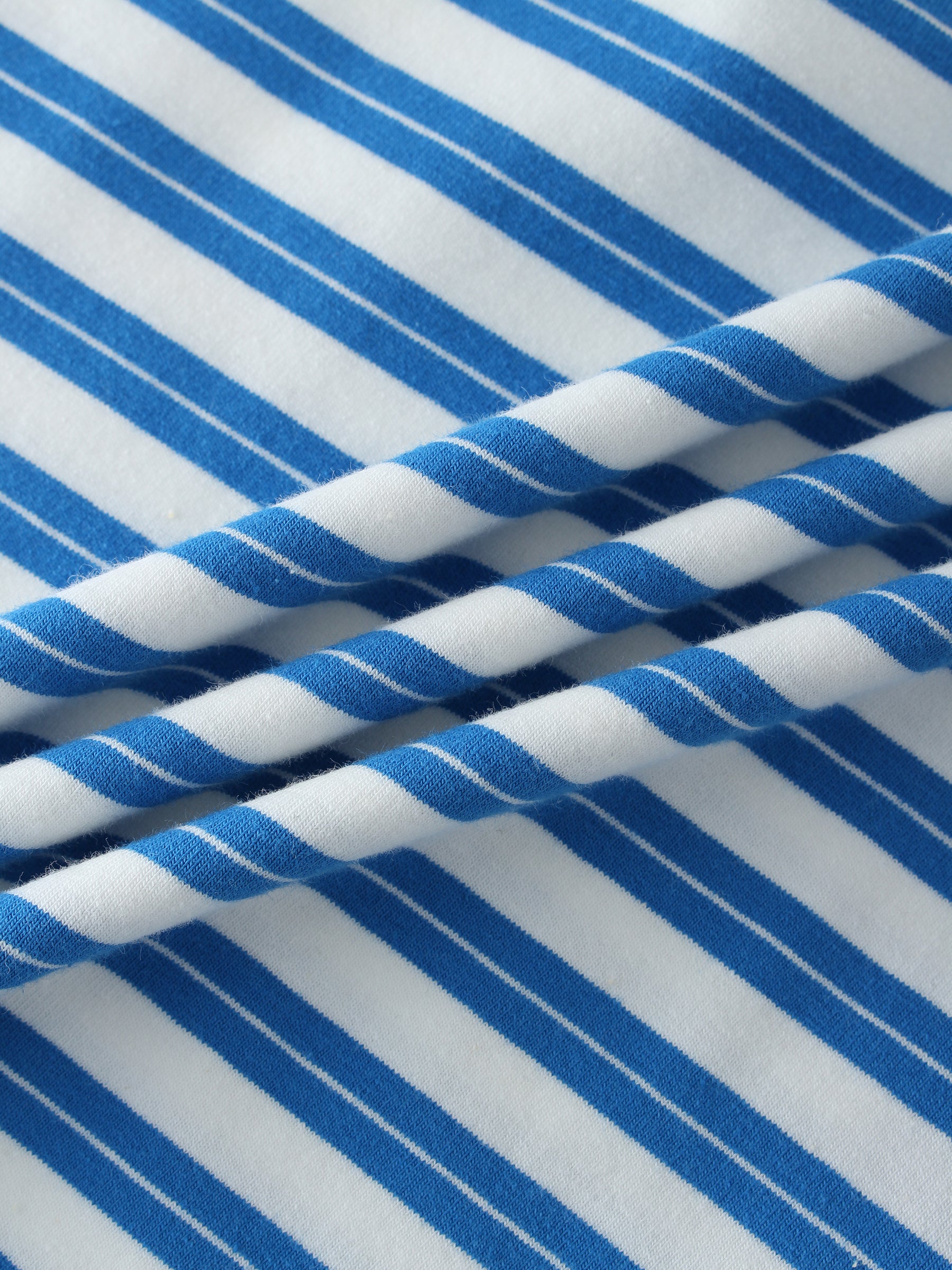 Striped Boxy Tee-Blue/White