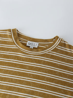 Camiseta cuadrada a rayas color canela lavada