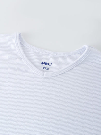 RIB DOLMAN V TEE-WHITE