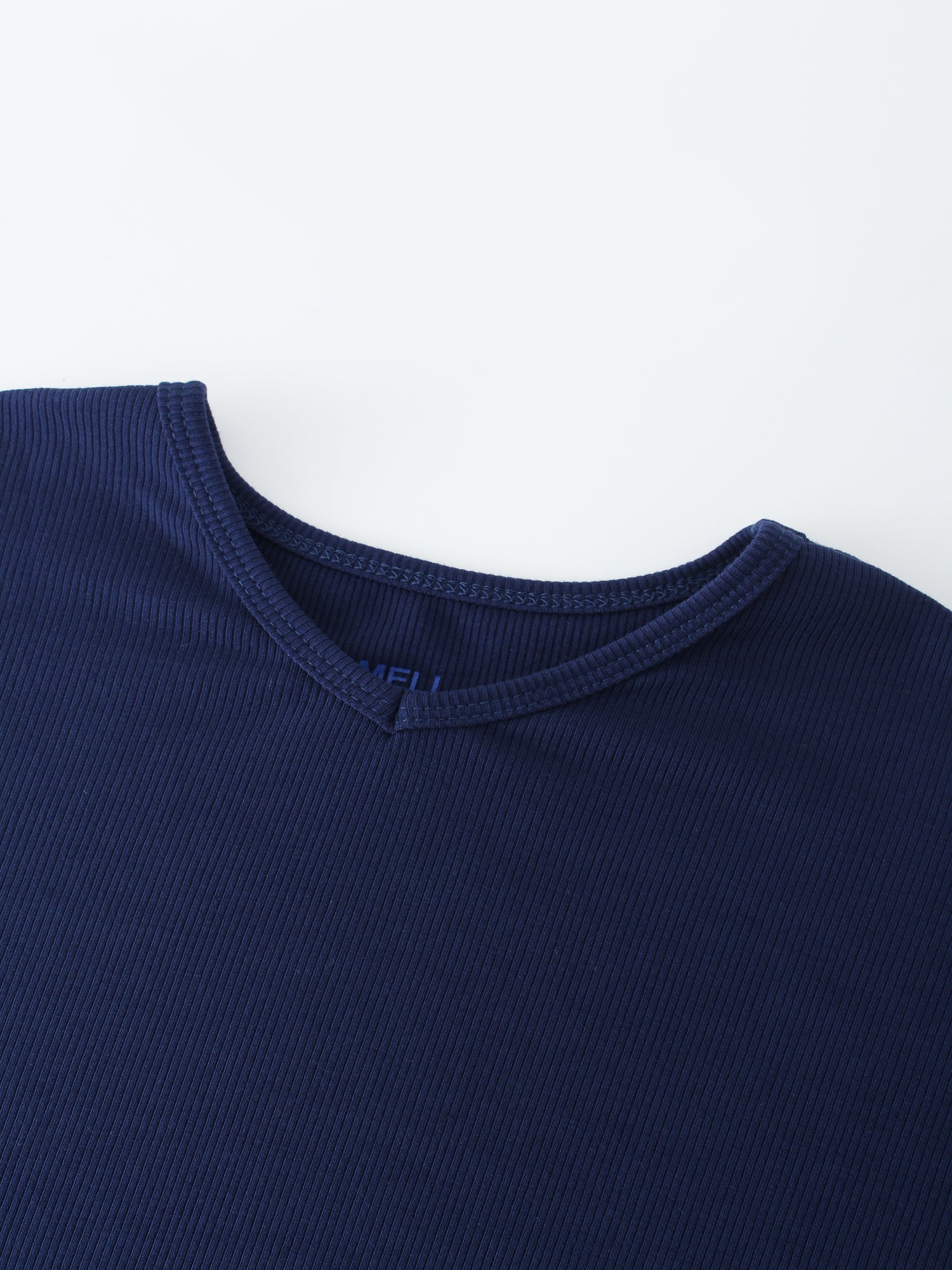 RIBBED DOLMAN TEE -NAVY