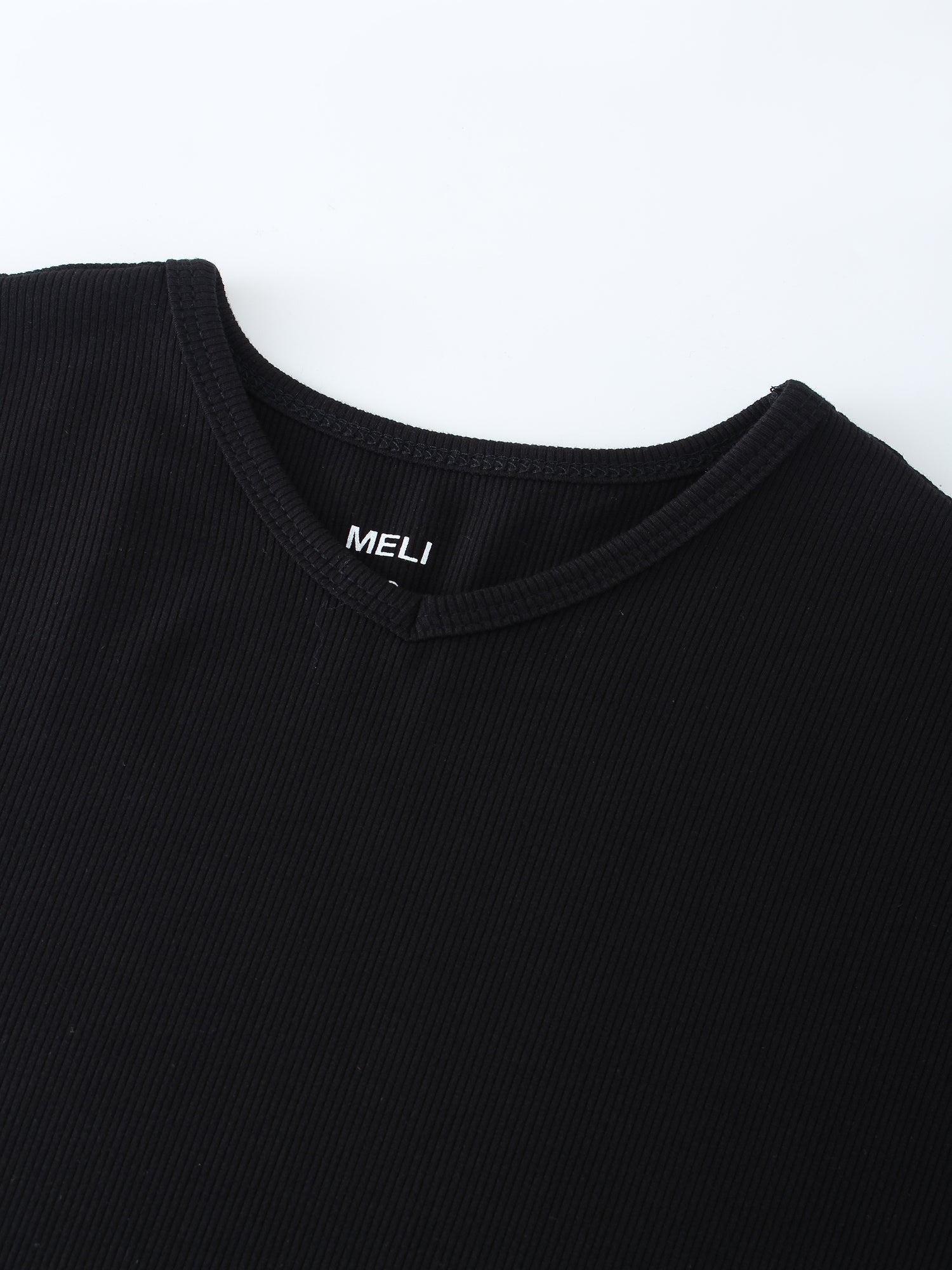 RIB DOLMAN V TEE-BLACK