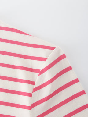 Butter Soft Striped Crew-Hot Pink/White