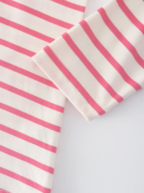 Butter Soft Striped Crew-Hot Pink/White