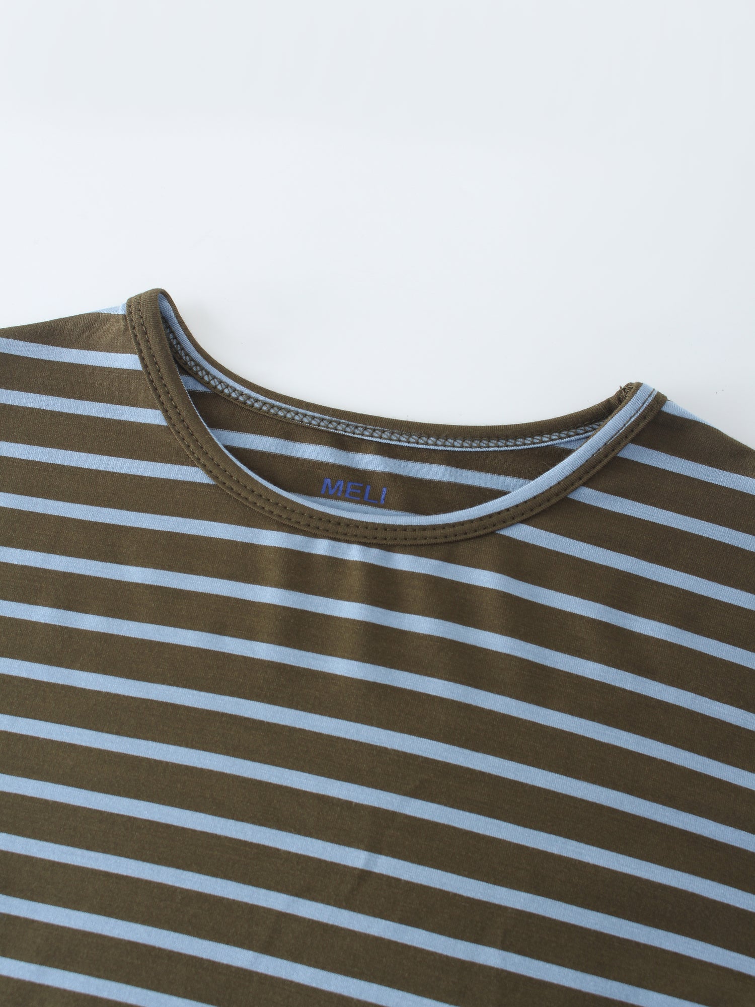 Butter Soft Stripe Crew-Oliva/Azul claro