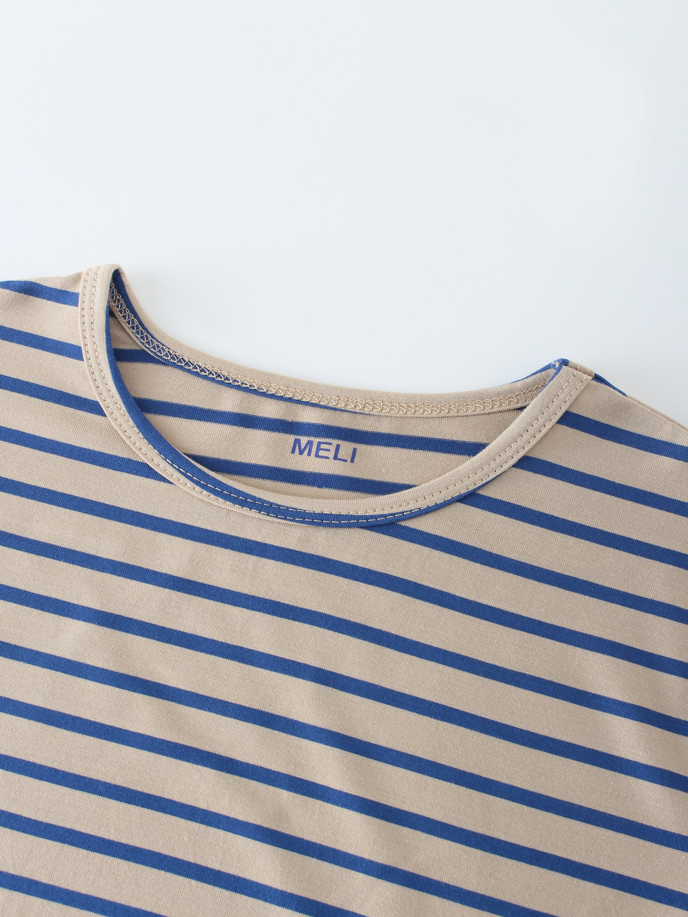 Butter Soft Stripe Crew-Bronceado/Azul