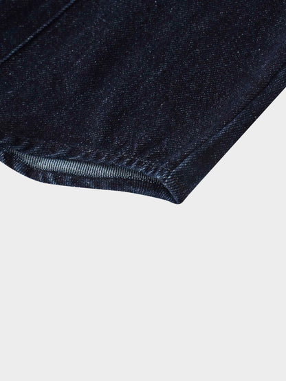 Puff Sleeve Denim Shirt-Blue