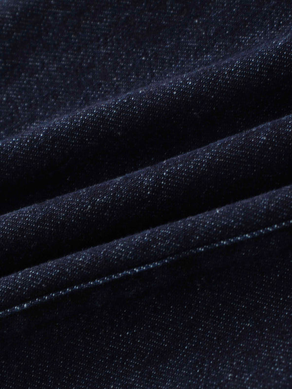 Puff Sleeve Denim Shirt-Blue