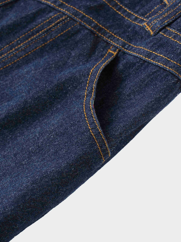 Button Design Denim Skirt-Blue