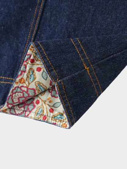 Button Design Denim Skirt-Blue