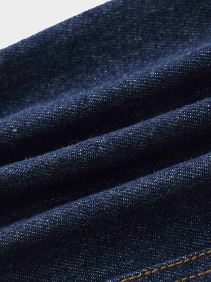 Button Design Denim Skirt-Blue
