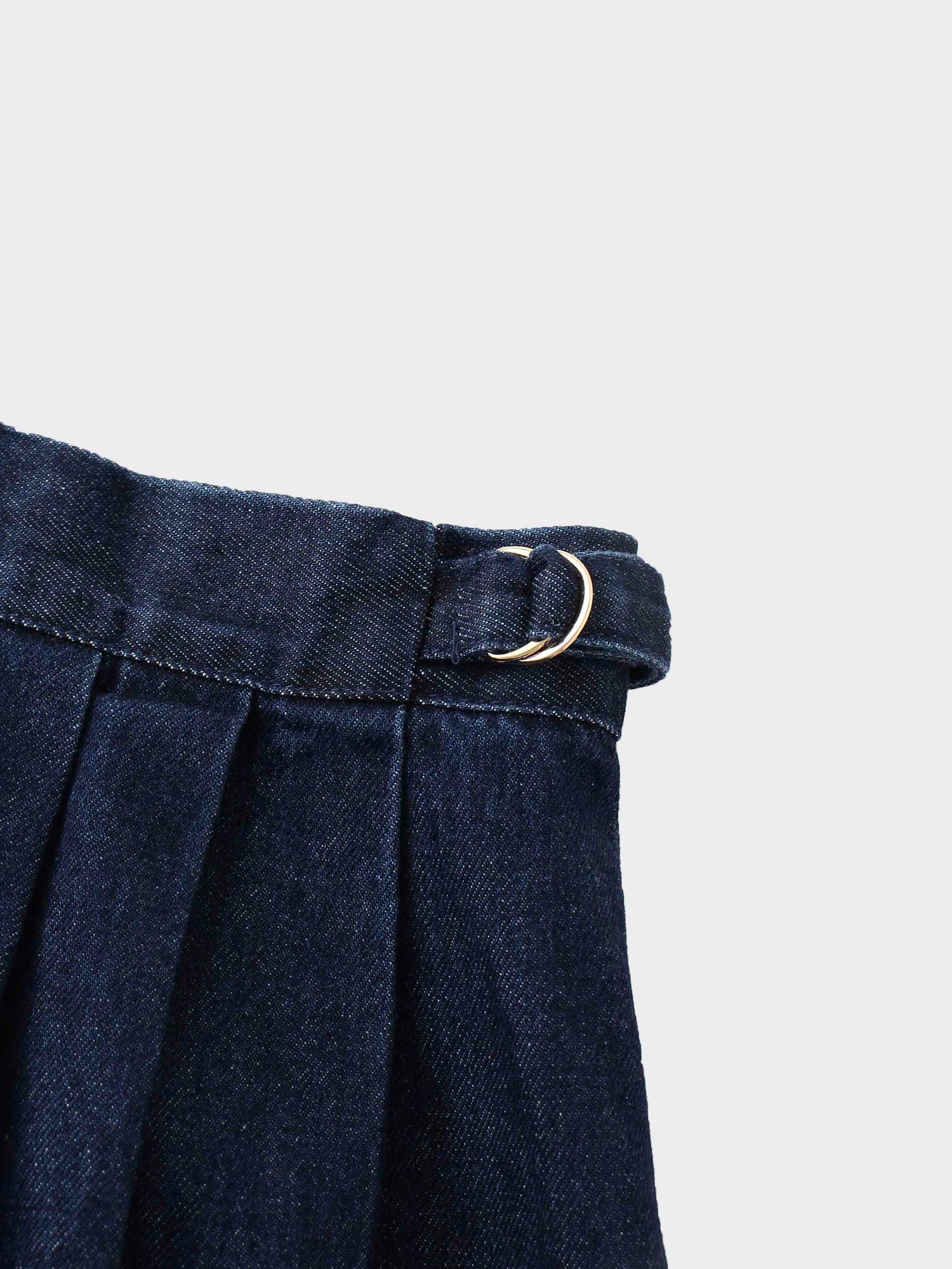 Side Buckle Denim Skirt-Blue