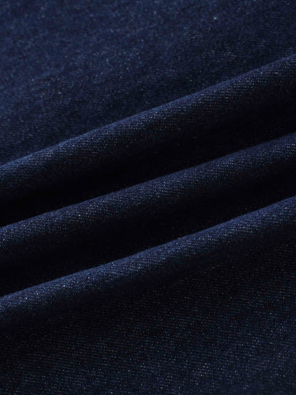 Side Buckle Denim Skirt-Blue