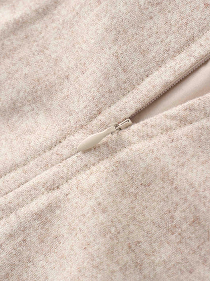 Wool Blend Short Panel Skirt-Oatmeal