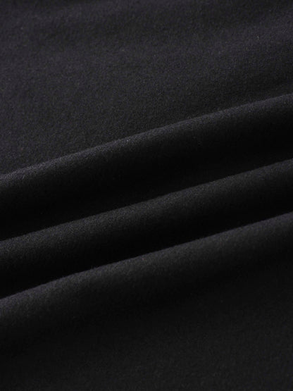 Wool Blend Short Panel Skirt-Black