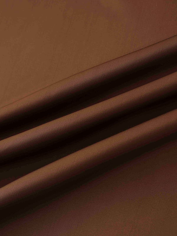 Solid Faux Satin Slip Skirt-Brown
