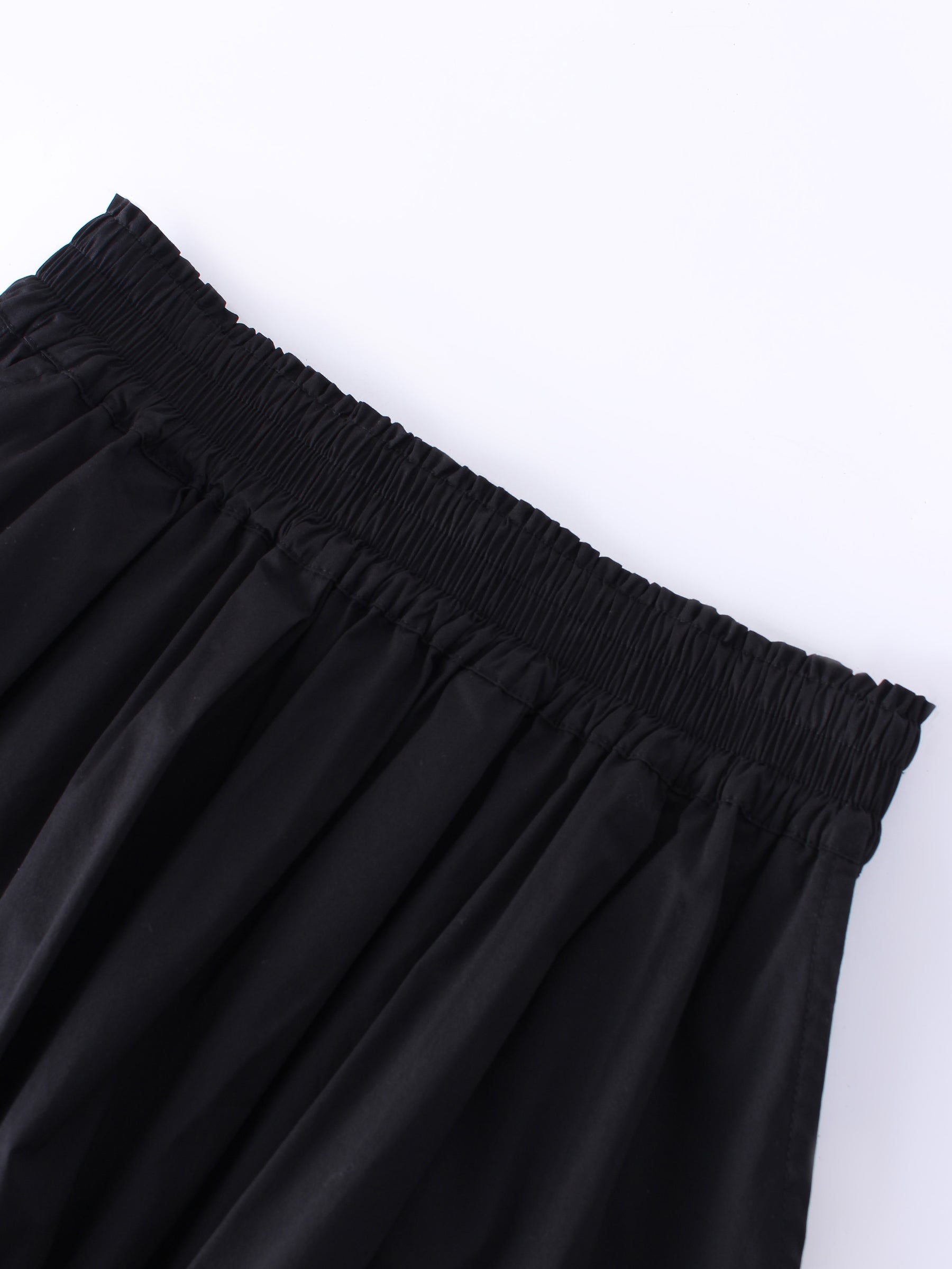 Gathered Waist Skirt-Black