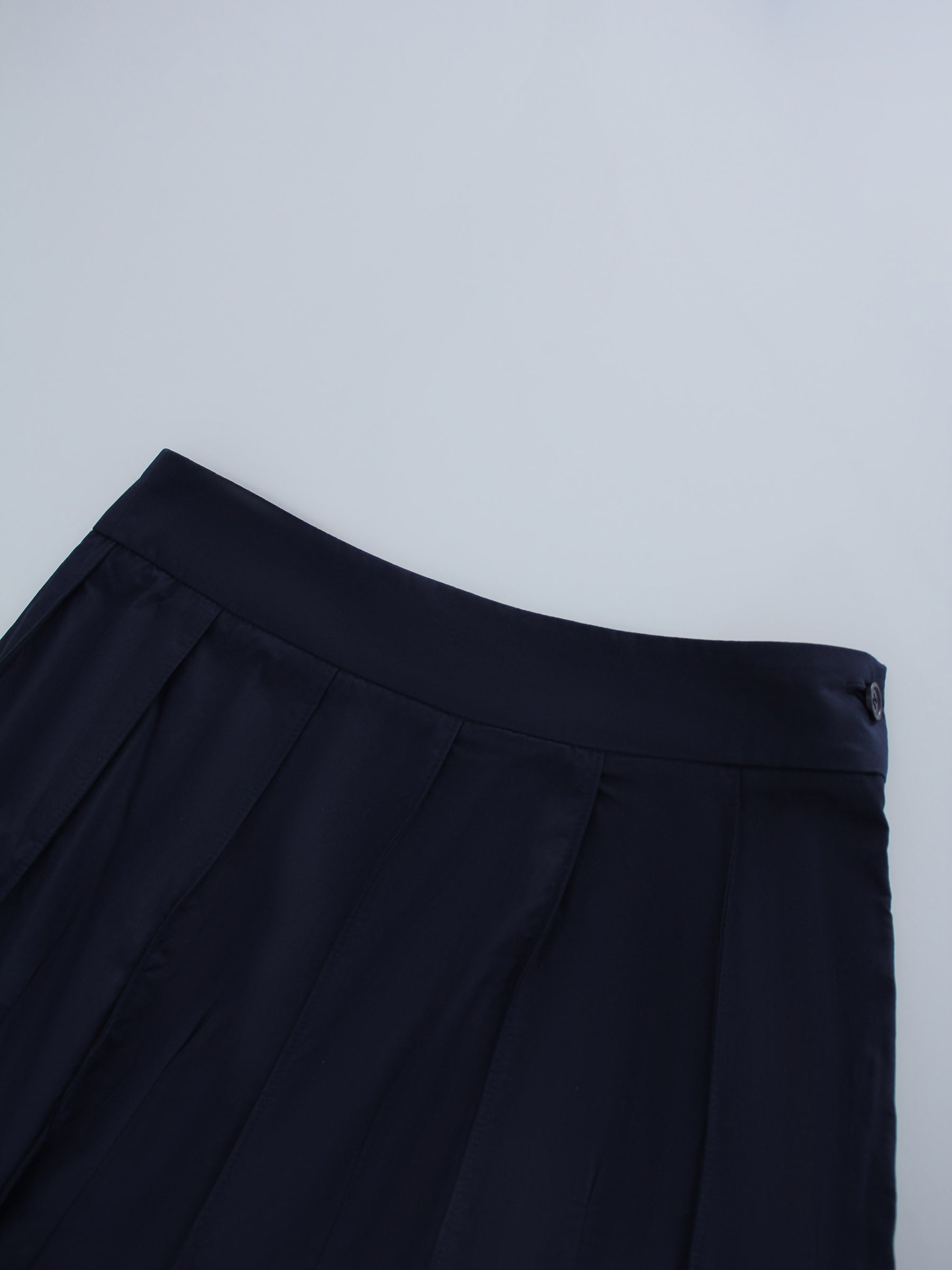 Cotton Pleated Skirt-Navy