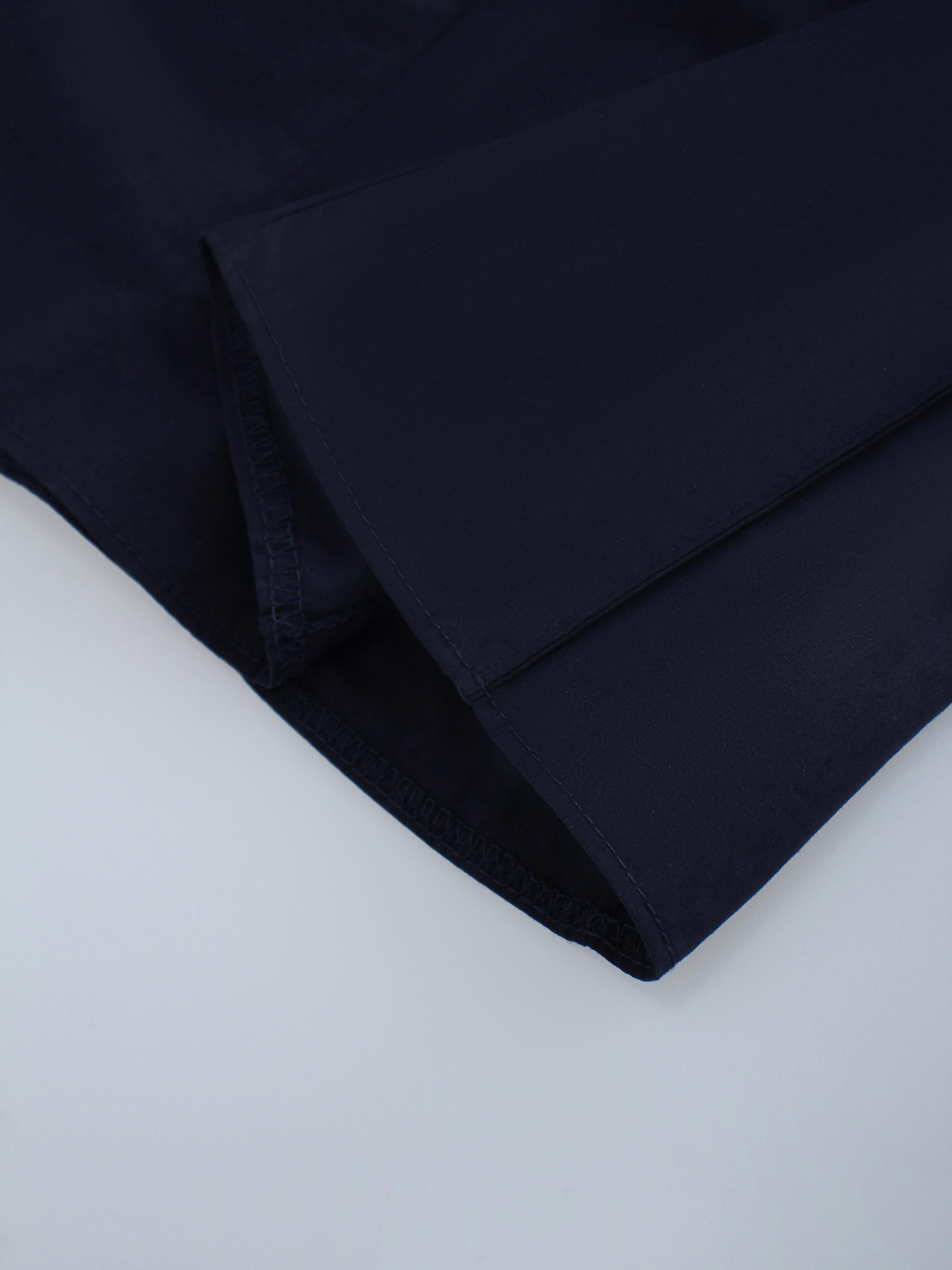 Cotton Pleated Skirt-Navy