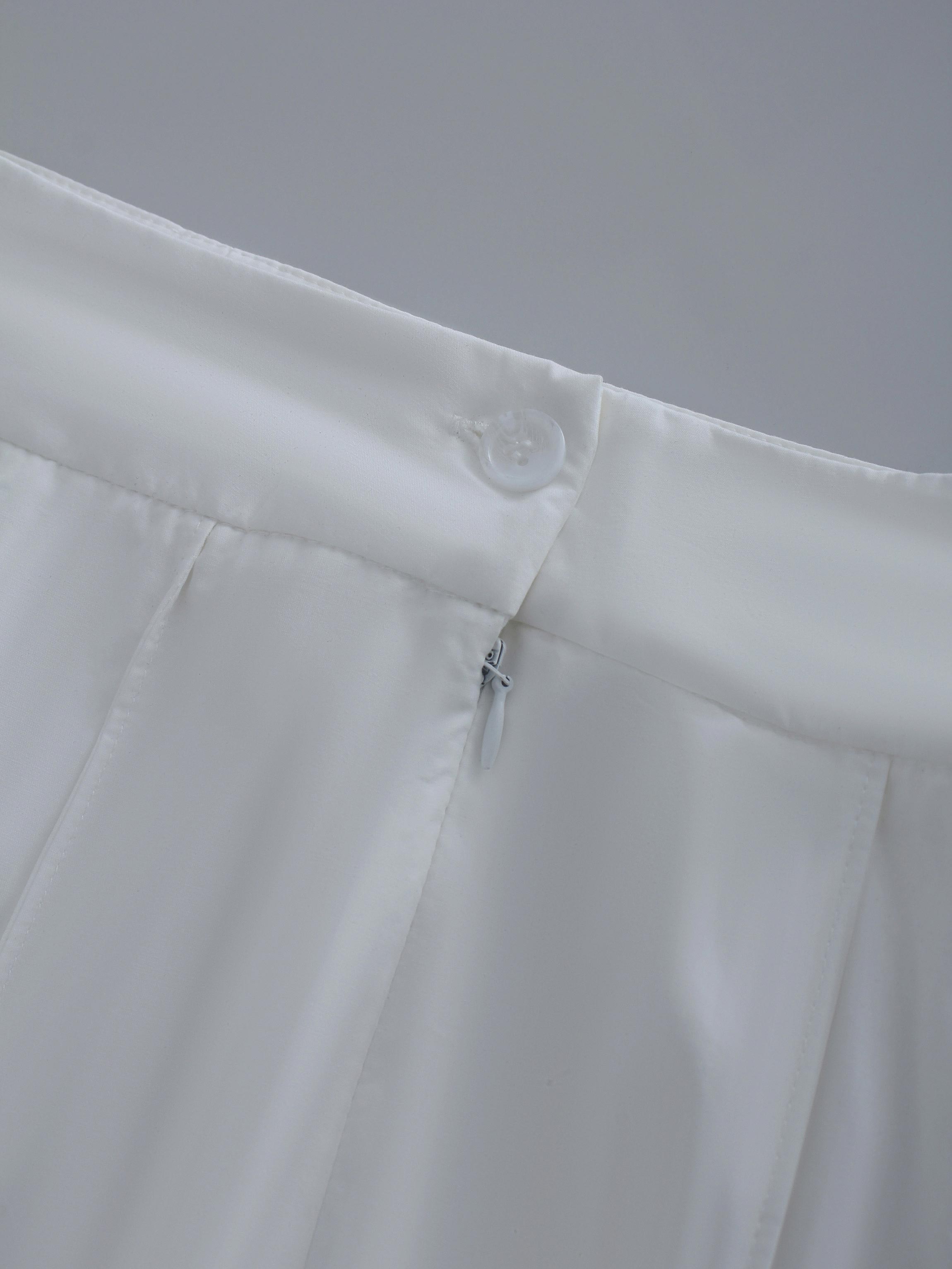 Cotton Pleated Skirt-White