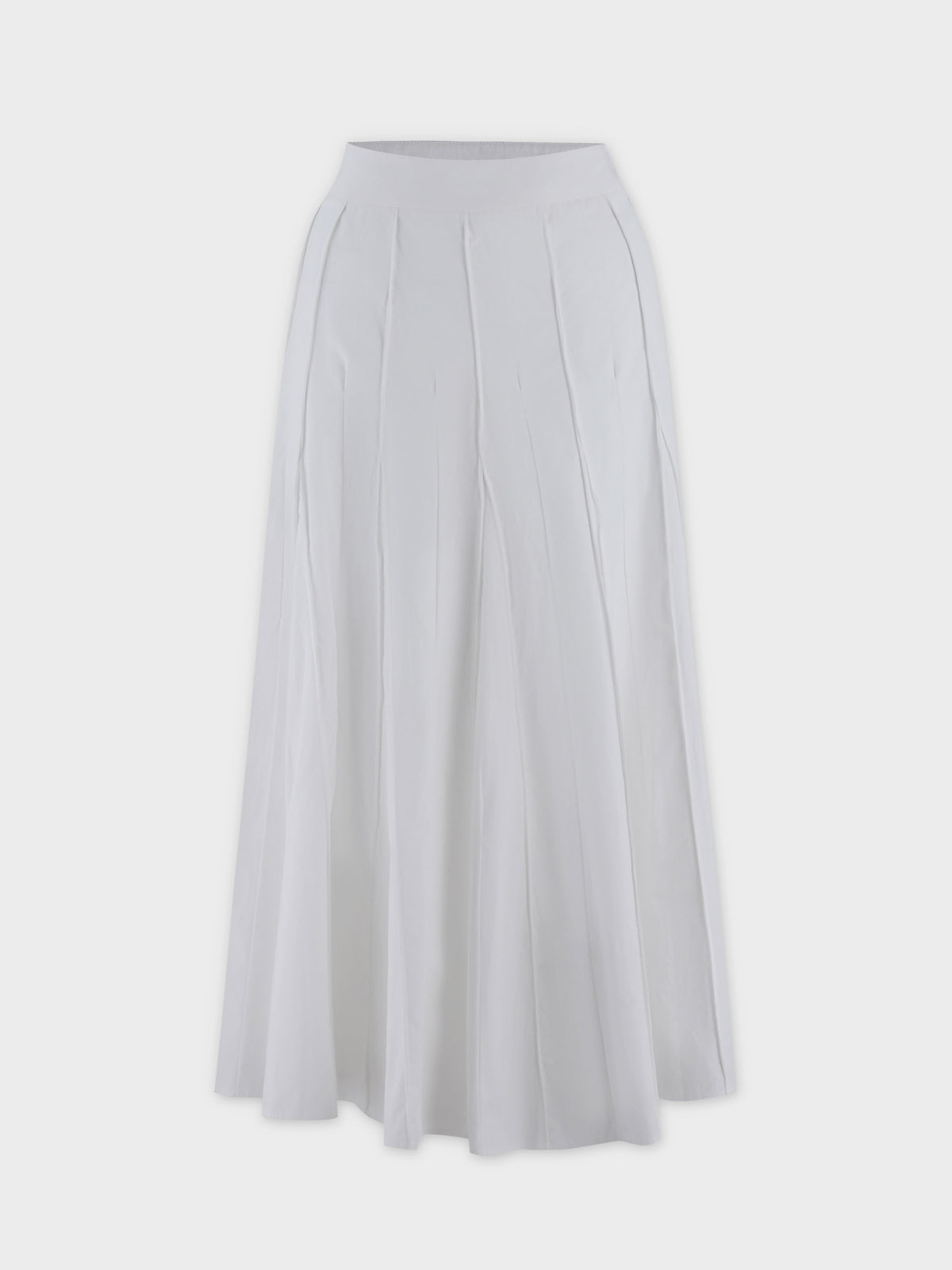 Cotton Pleated Skirt-White