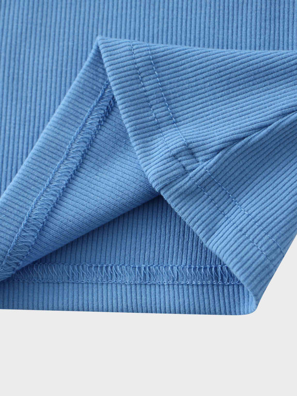 RIBBED HIGH V 3Q-DENIM BLUE