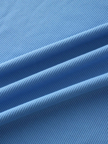 RIBBED HIGH V 3Q-DENIM BLUE