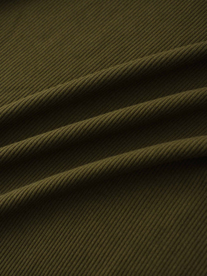 RIBBED HIGH V 3Q-CHOCOLATE BROWN