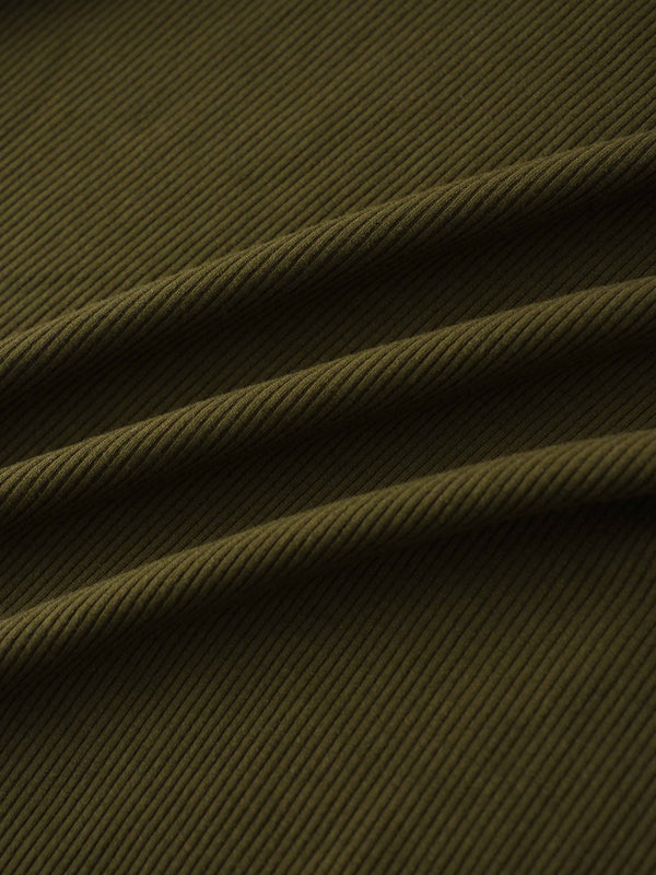 RIBBED HIGH V 3Q-CHOCOLATE BROWN