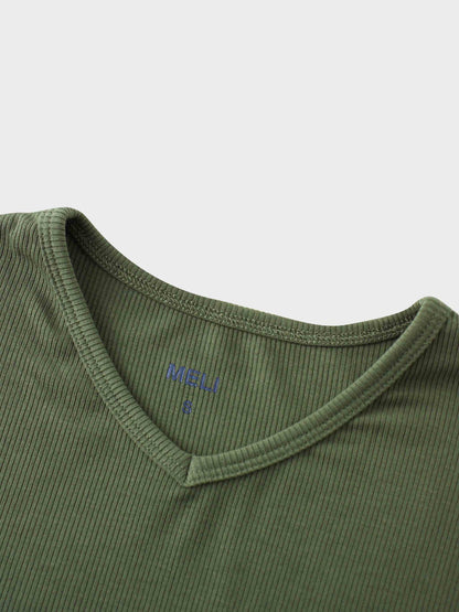 RIBBED HIGH V 3Q-CAMOUFLAGE GREEN