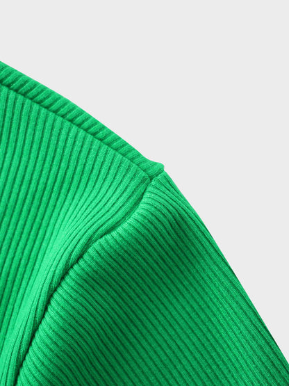 RIBBED HIGH V 3Q-MATCHA GREEN