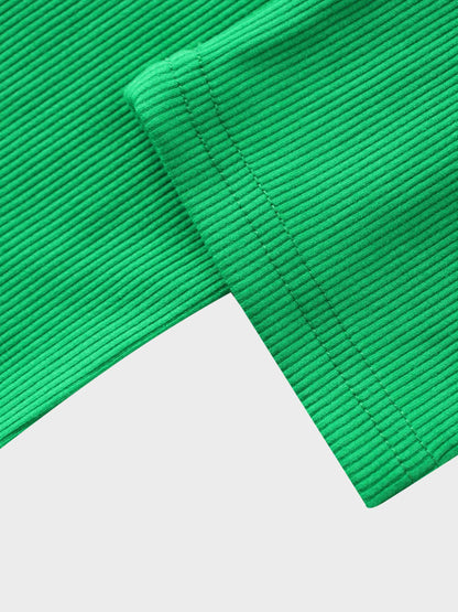 RIBBED HIGH V 3Q-MATCHA GREEN