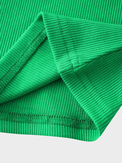 RIBBED HIGH V 3Q-MATCHA GREEN