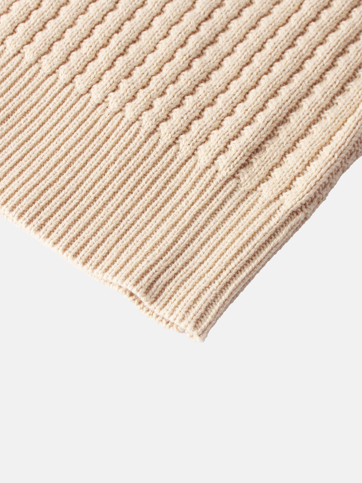 High V Waffle Sweater - Cream/Red