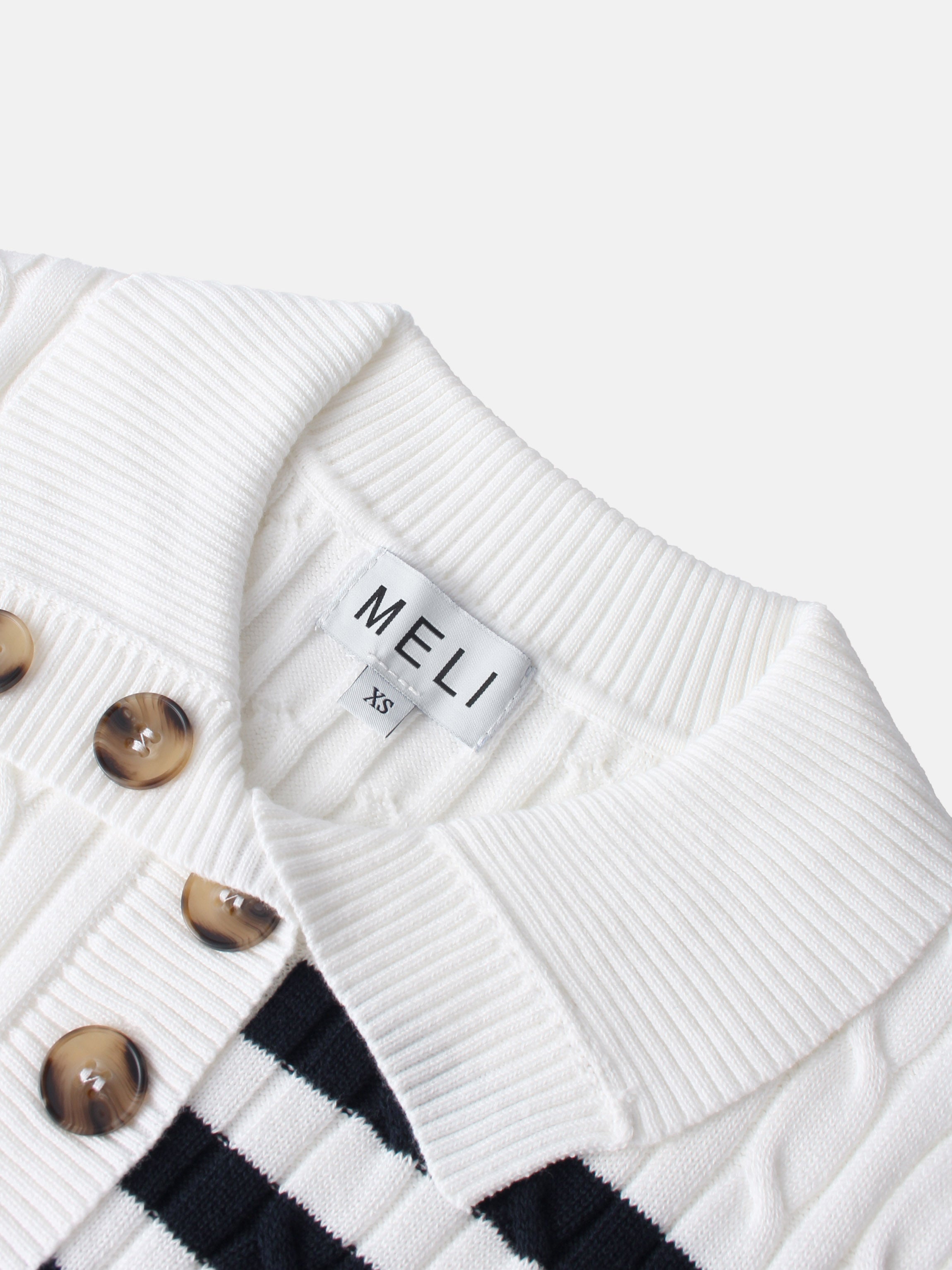 Mix Stripe Cable Sweater - White and Navy