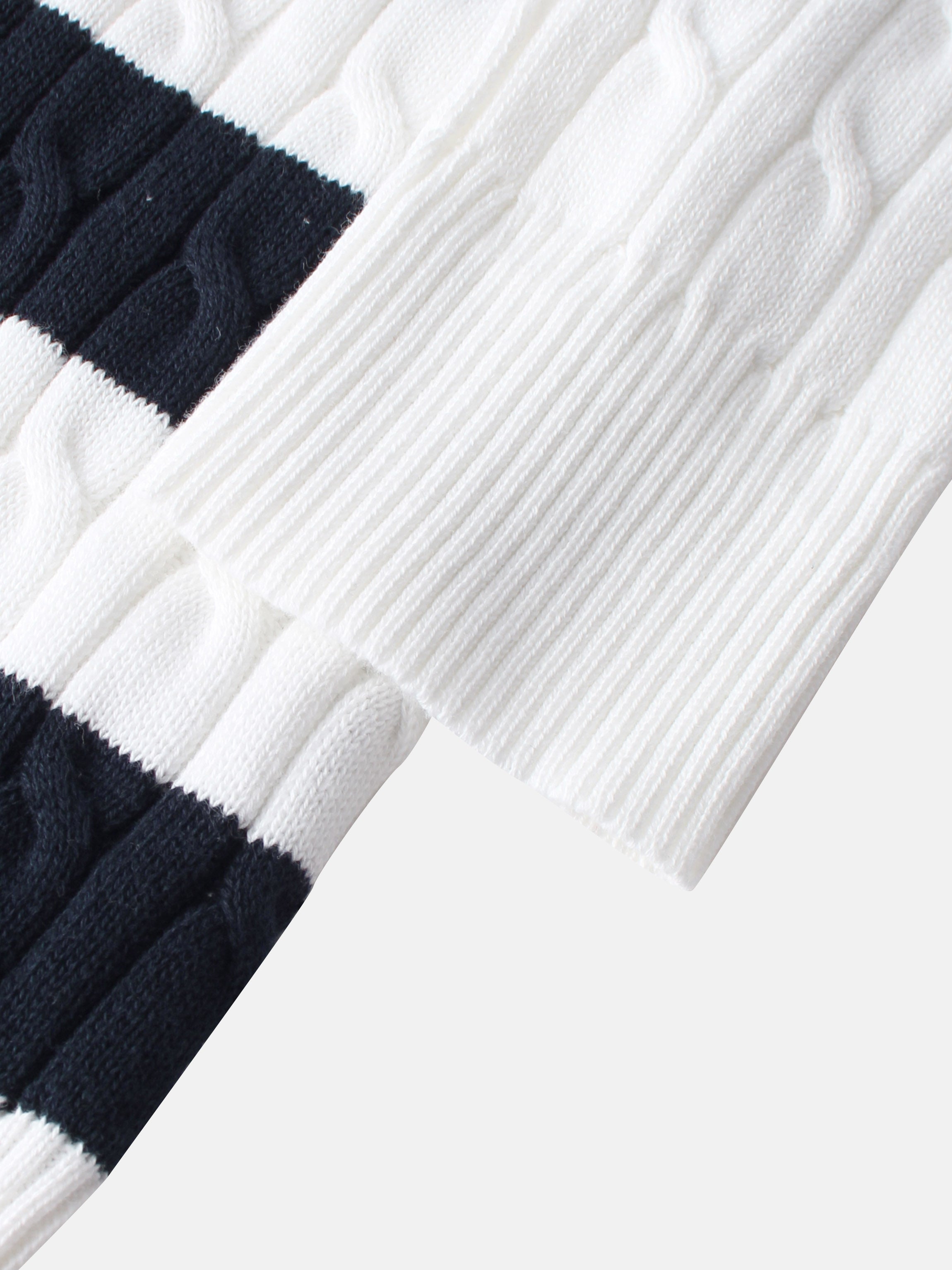 Mix Stripe Cable Sweater - White and Navy