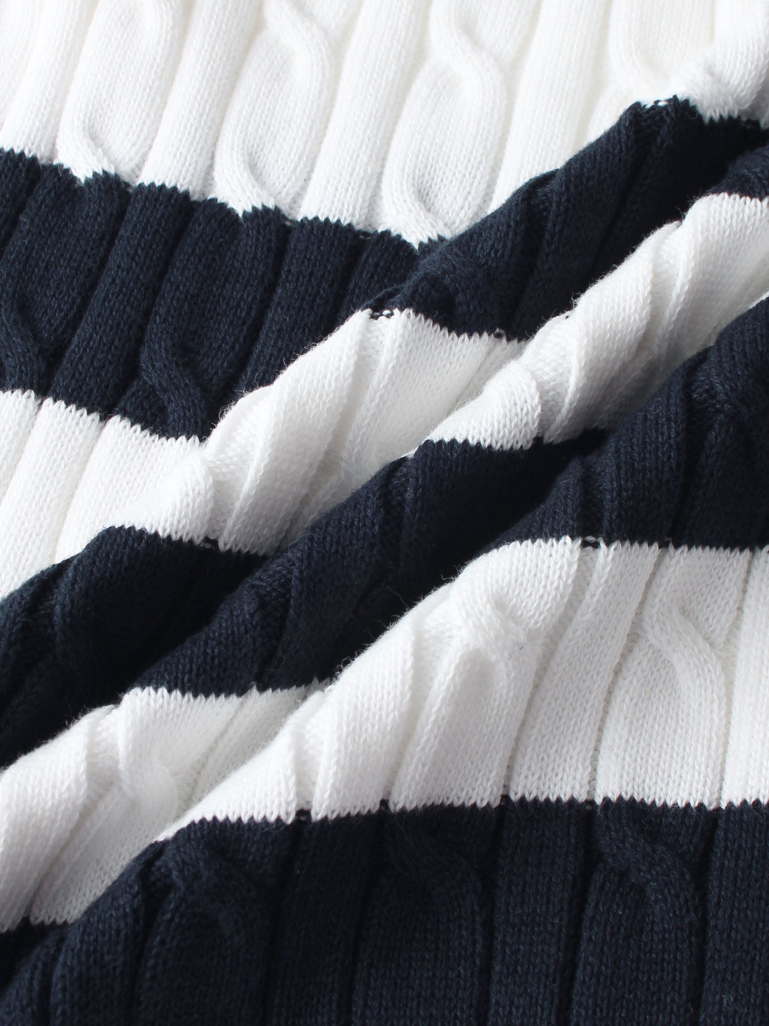 Mix Stripe Cable Sweater - White and Navy