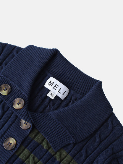Mix Stripe Cable Sweater - Blue and Green
