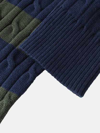 Mix Stripe Cable Sweater - Blue and Green